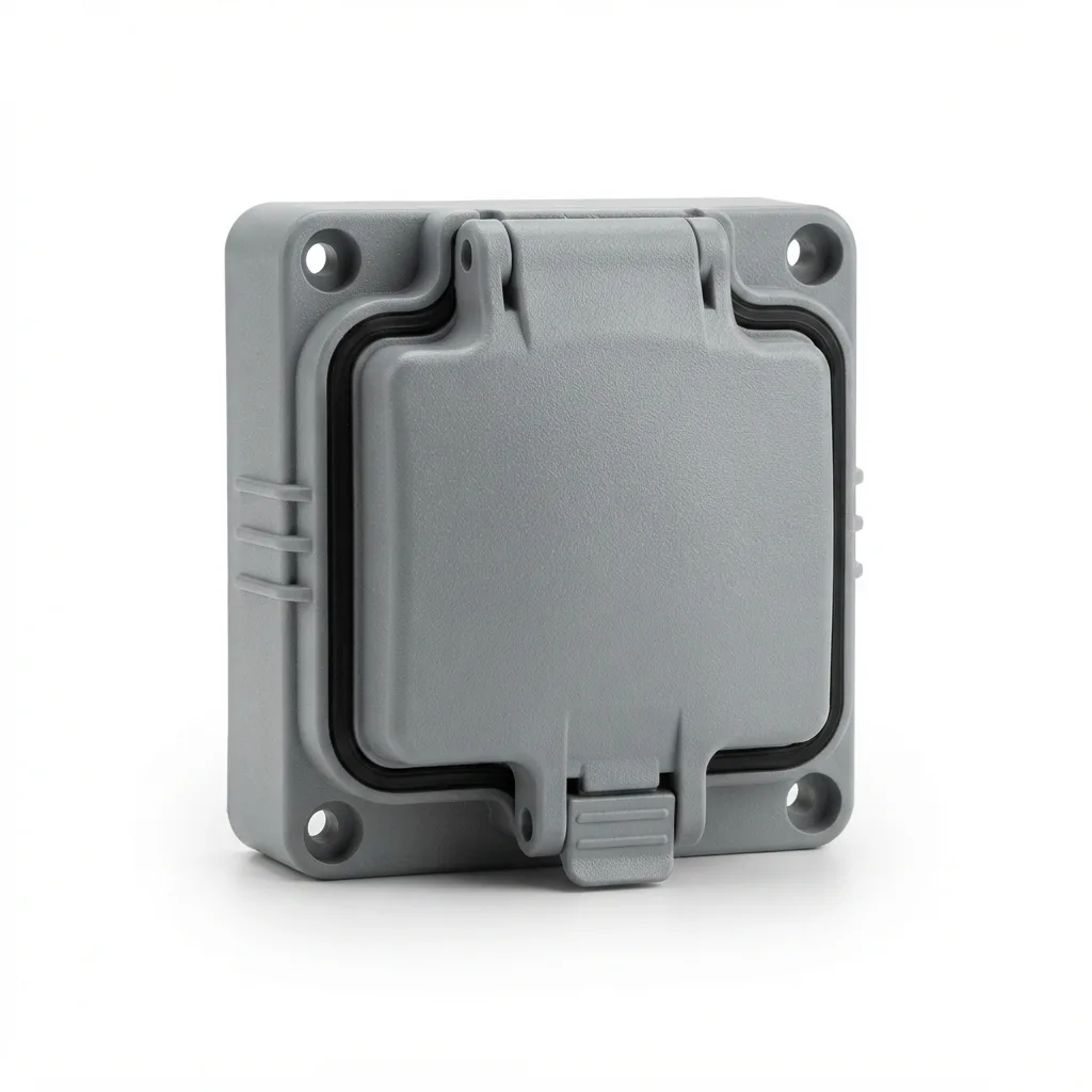 Розетка накладная IP54 с крышкой, серая
